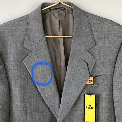 NWT Vintage Fendi Men's Lightweight Lana Wool Plaid Blazer 52R XL - Picture 11 of 16