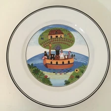 set of 3 Villeroy & Boch Naïf Design Noah’s Ark 8 1/8” Porcelain Plate new
