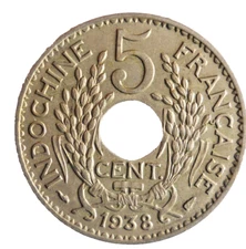 1938 FRENCH INDOCHINA (VIETNAM) 5 CENTIMES - Great Coin - Indochina Bin
