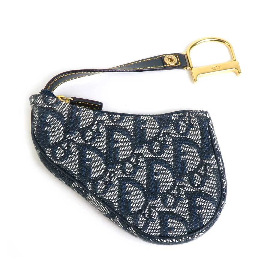 Sac à main authentique Christian Dior Trotter toile marine/ton or   r9954f
