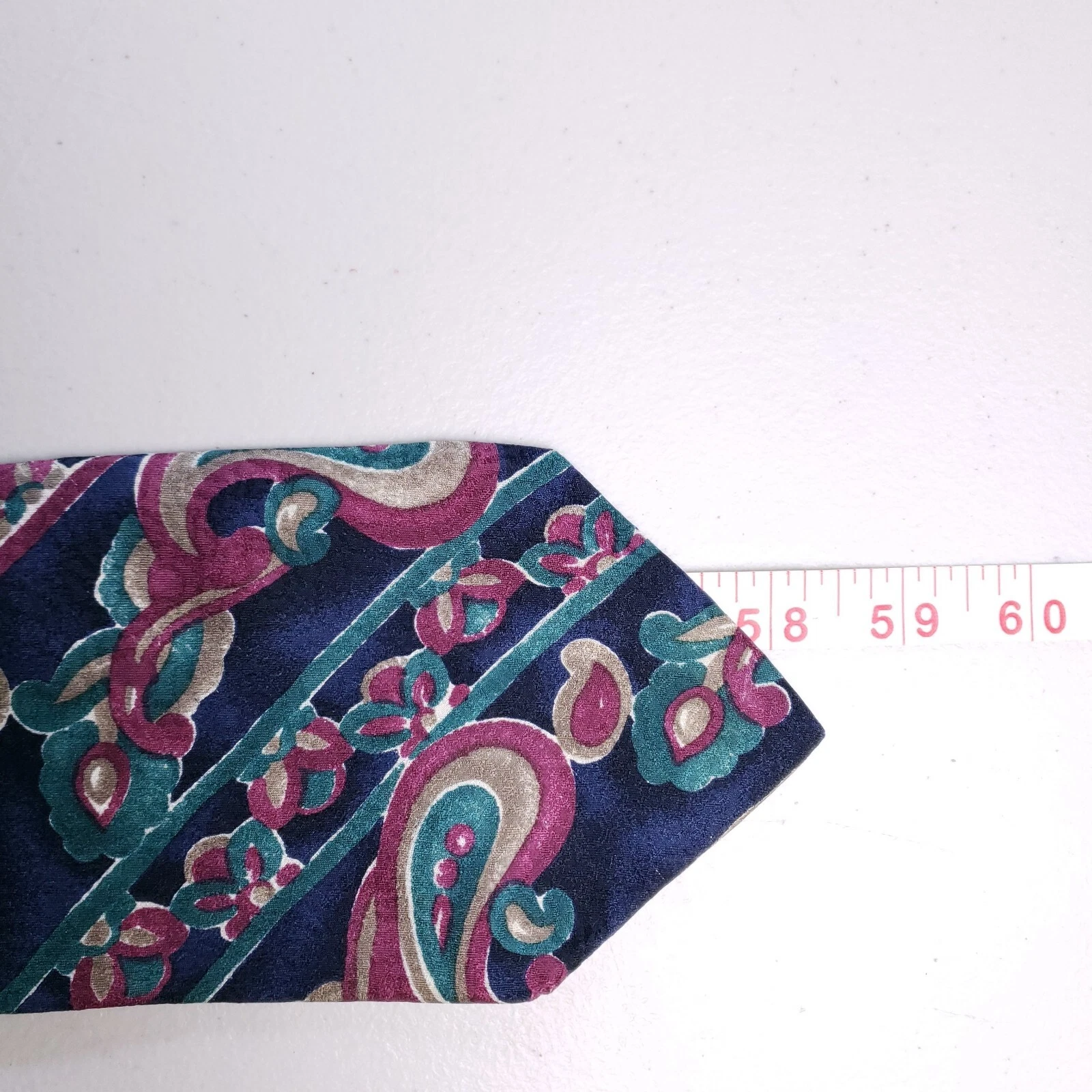 Villa Bugatti Tie Paisley Floral Bold Striped Pattern Blue Pink Classic image 6