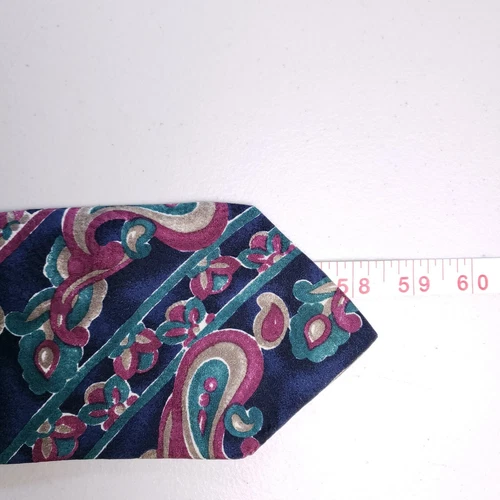 Villa Bugatti Tie Paisley Floral Bold Striped Pattern Blue Pink Classic image 6