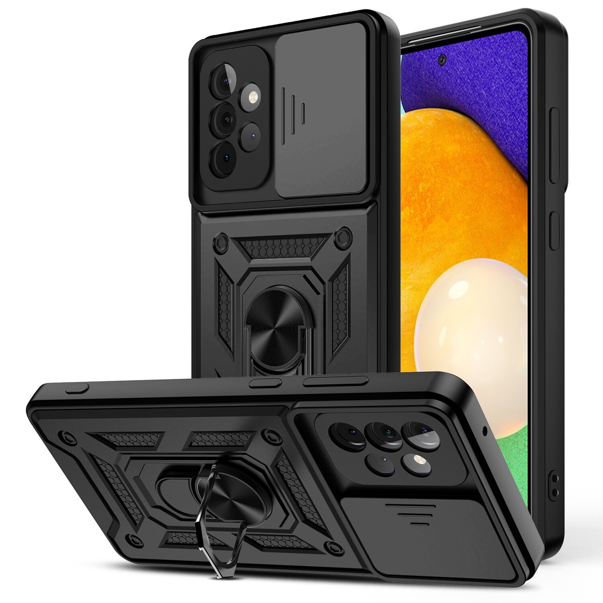 Slide Camera Ring Holder Armor Cover Back Case For Samsung Galaxy S21 5G