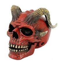Pacific Giftware Red Devil Horned Skull Figurine Collectible Tabletop Dark