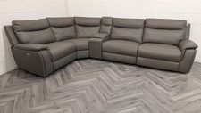 SCS Maverick Leather Storm Grey Modular Power Recliner Corner Sofa With Storage