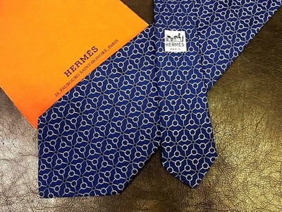 HERMES Krawatte Seide Marineblau Logo Japan Verkäufer N0114 35 Hergestellt...