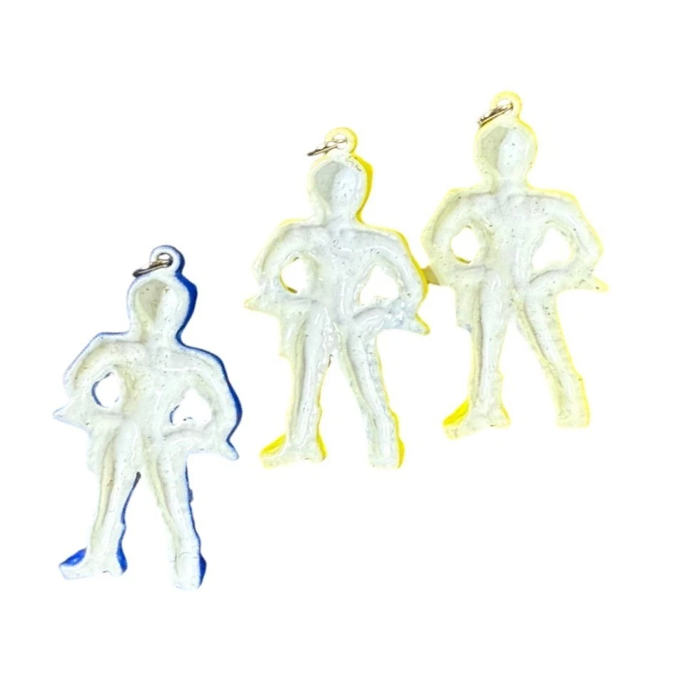 Vintage Metal Power Rangers Inspired Charms Blue Yellow Keychain Pendant Lot - Image 2 of 4