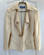 Vintage Thierry Mugler Blazer Jacket Women's Size 38 Nipped Waist Cream FLAWS