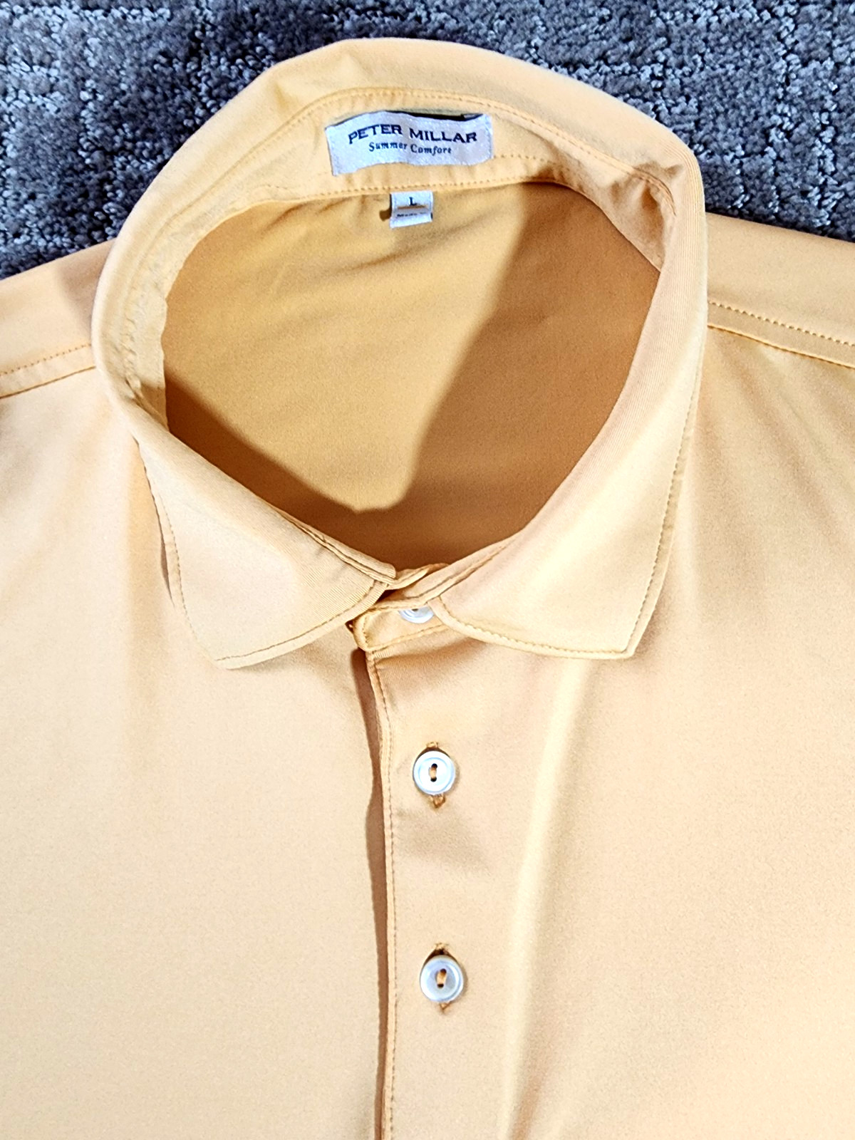 Peter Millar Summer Comfort Solid Jersey Polo Tan… - image 3