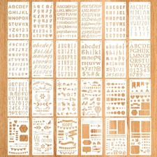 24pcs Calligraphy Stencil Kit, Various Shapes Letters Numbers Patterns Common