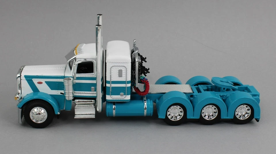 DCP 1:64 *TEAL & WHITE* Peterbilt 389 36" Flattop HEAVY HAUL Lowboy Jeep Stinger - Image 4 of 4