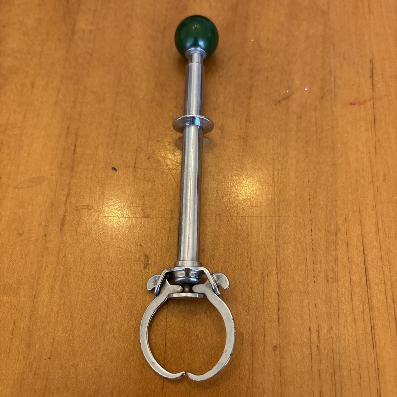 Vintage BARWARE Ice Tongs Spring Loaded With Green Bakelite Knob
