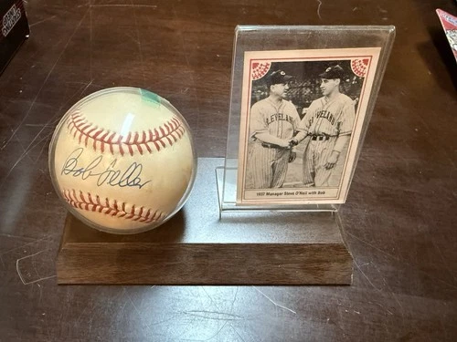 Bob Feller Autographed Baseball No COA With Holder And Stand See Pics