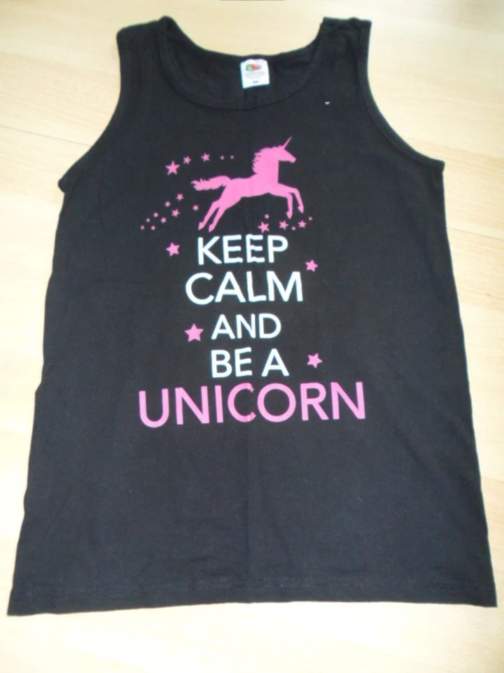 KEEP CALM Muscle Shirt Gr. S schwarz mit Einhorn - Bild 1 von 1
