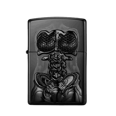 Genuine Zippo Mecha Girl Lighter Black 3D Relief Cyberpunk Collectible