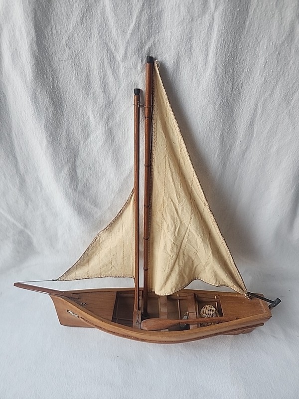 Vintage Wooden Pond Yacht Model 93 Inches Tall by 15 Inches Long Great Condition