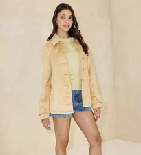 Michelle Keegan Faux Suede Blonde Jacket - Light Beige UK 8 Brand New