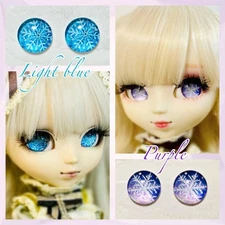 Eye chips 2 sets combinations changeable Pullip cabochon snowflake light blue