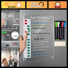 Magnetic Dry Erase Board for Fridge - 12"x8.2" Clear To-Do List  Chore Chart, 5
