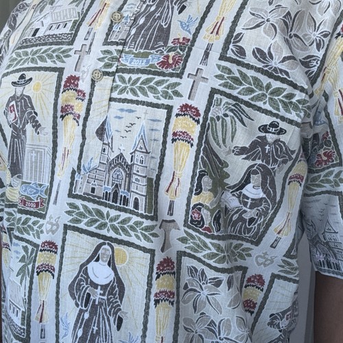 Aloha Hawaiian Shirt Reyn Spooner Large Father Damien Mother Marianne Cope - Picture 7 of 8