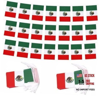2 Packs Mexico Flag Banner String - Mexican Small Mini Bunting Banner for