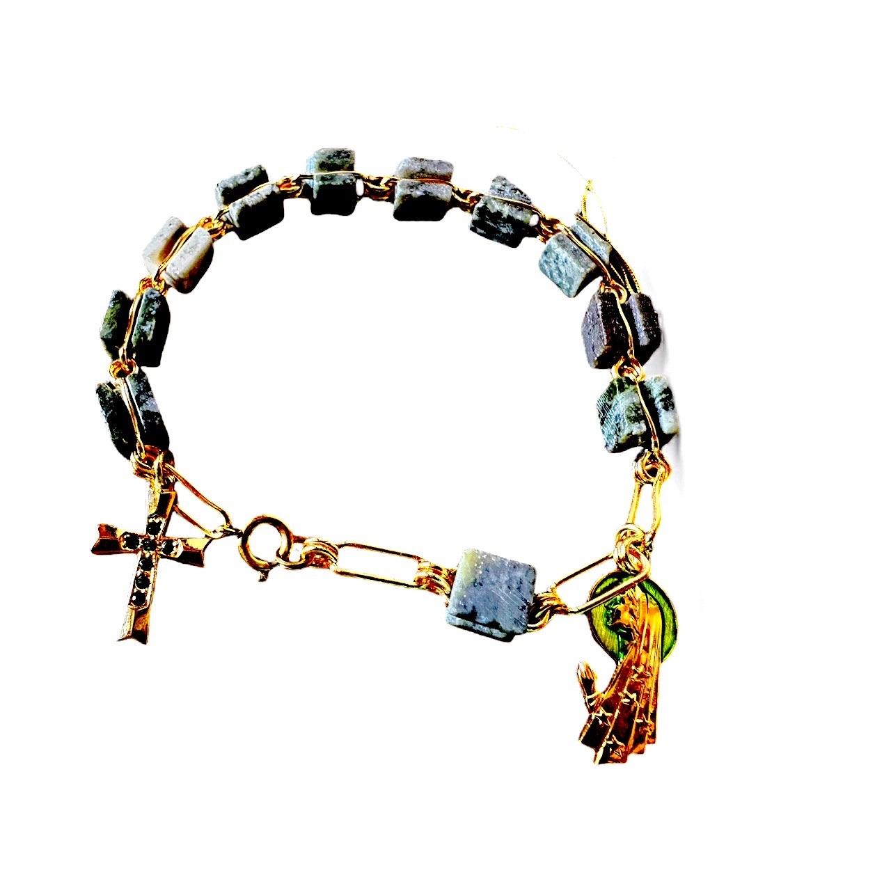 SPECIAL NIB J.C. WALSH & SONS GALWAY IRELAND CONNEMARA MARBLE ROSARY BRACELET