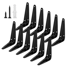 12Pack Heavy Duty Shelf Brackets Black Metal L Brackets 4x3 Inch for Shelves