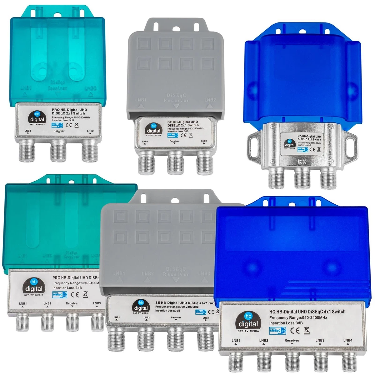 Interruptor conmutador distribuidor DiSEqC SAT protección contra la intemperie 4/1 Switch 2/1 TV LNB 4K