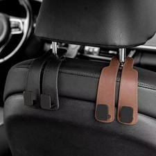 Car Seat Back Double Hook Leather Headrest Hook Car Storage Organiser Bag Hooks