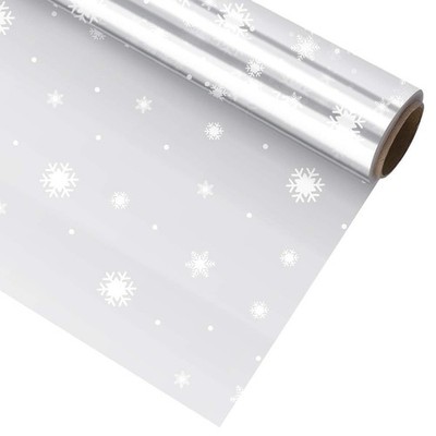 NUOBESTY Christmas Cellophane Wrap Roll: 98.43Ft x 15.75In Snowflake Wrapping...