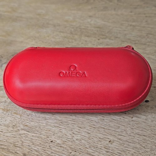 Omega Red Glasses Case Leather Shell Zip Travel Storage Case with Foam Interior - Picture 9 of 11