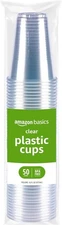 Amazon Basics Disposable Clear Plastic Cups, 16oz, 50 Count 16 Ounces, 