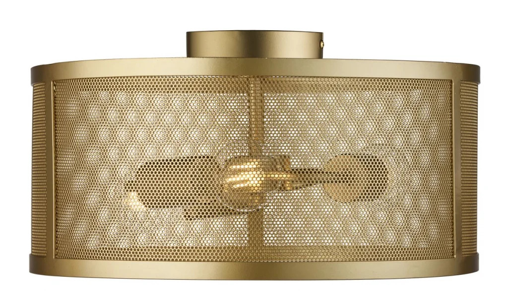 Ceiling Light Gold Fishnet 3 Flush Matt Searchlight 2843-3GO