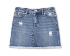 Wonder Nation Denim Skirt Girls XL 14-16 Medium Wash Distressed Pockets NEW