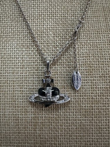 Vivienne Westwood Orbit Black Small Heart Necklace Clearance