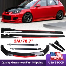Front Bumper Lip Splitter Spoiler Glossy Black Red Body Kit For Mazda 3 5 6 Spo