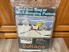 Vtg Sultana Latch Hook Rug or Wall Hanging Pattern Snow Scene 79820 26 X 40"