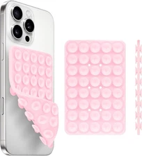 Silicone Suction Cup Phone Case Mount Double Sided, Double-Sided, Light Pink 