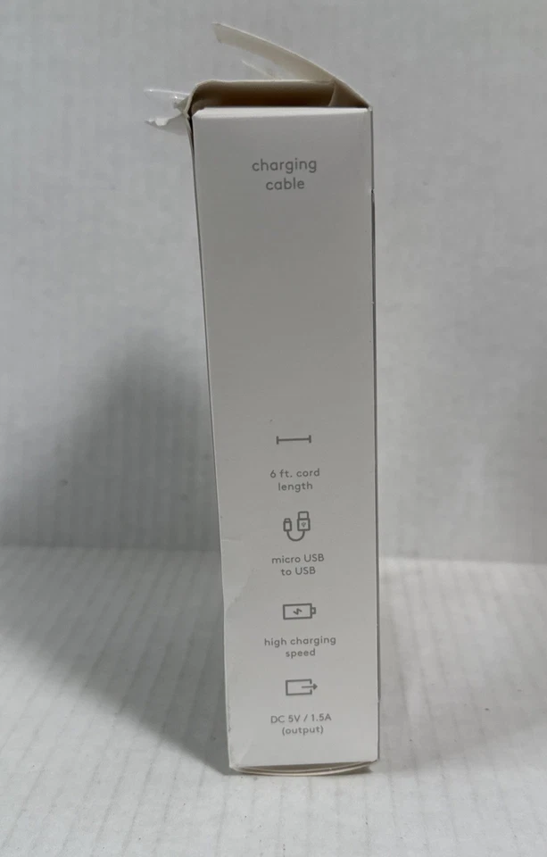 Кабель плетеный Heyday Micro USB - USB-A - 6 футов, как новый/белый - Изображение 4 из 4