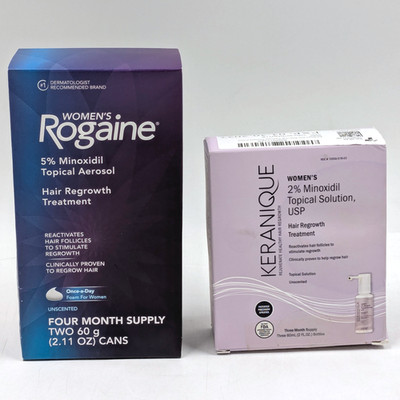 Women's Rogaine 5% Minoxodil Aerosol & Keranique 2% Minoxodil Solution