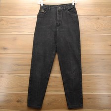 Vintage Wrangler for Women Jeans 16x32 Black High Rise Tapered Leg Mom Fit Denim