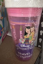 DISNEY princess  TRAVEL ART SET SHEET ACTIVITY PAD STICKER ROLL CRAYON