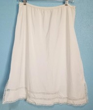 Vintage Dwalyne Lace Trim Half Slip 40s 50s Embroidered M Cream White