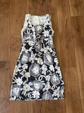 CHANEL Camellia Lion Coco Mark Print Cotton Mini Sleeveless Dress size 36 