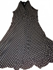 CHAPS Black and White Polka Dot Sleeveless Dress XL