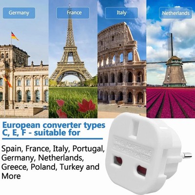2 Stück UK auf EU Euro Europa Europa Reiseadapter Stecker 2 Pin Adapter