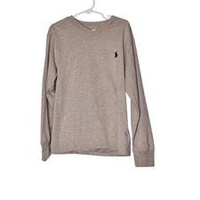 Polo Ralph Lauren Kids Long Sleeve V Neck T Shirt Beige Pony Logo Boys