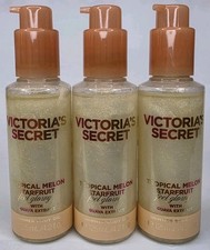 3 VICTORIA'S SECRET TROPICAL MELON STARFRUIT SHIMMER BODY OIL SHEA BUTTER 4.3 OZ