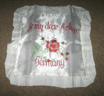 Sweetheart Pillow Cover Germany To My Dear Mother Embroidered
