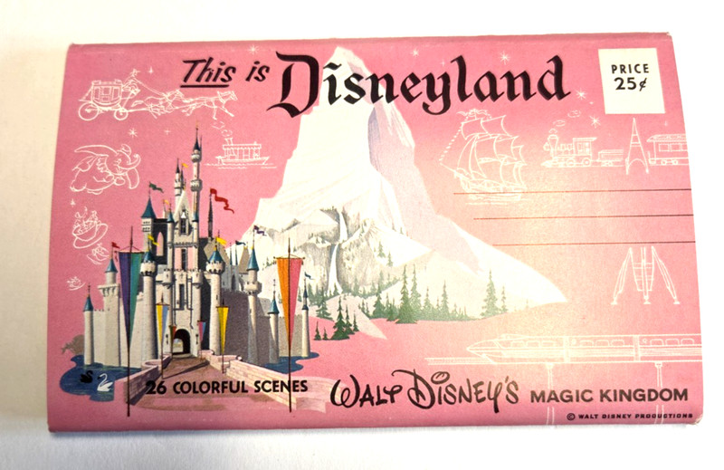 Vintage This is Disneyland 25 Cents 26 Colorful Scenes Postcard Souvenir Booklet